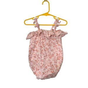 Baby Girls Floral Pink Ruffled Romper 12-24 Months Janie And Jack 100% Cotton Li